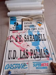 Colecionismo desportivo: Póster partido Sabadell/Las Palmas. 2 division